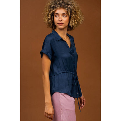 Button Up Shirt With Self Belt