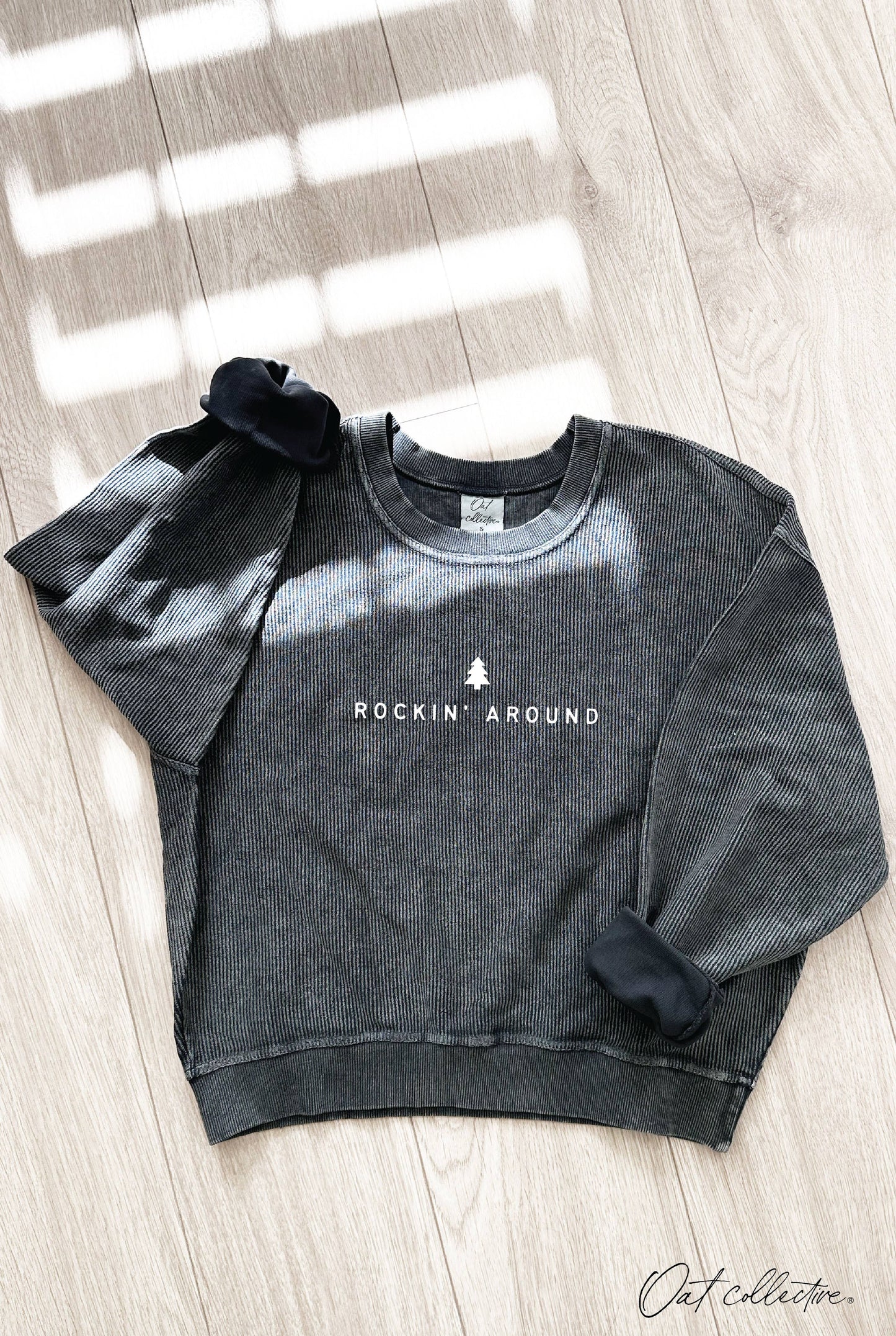 ROCKIN' AROUND Cropped Thermal Vintage Pullover