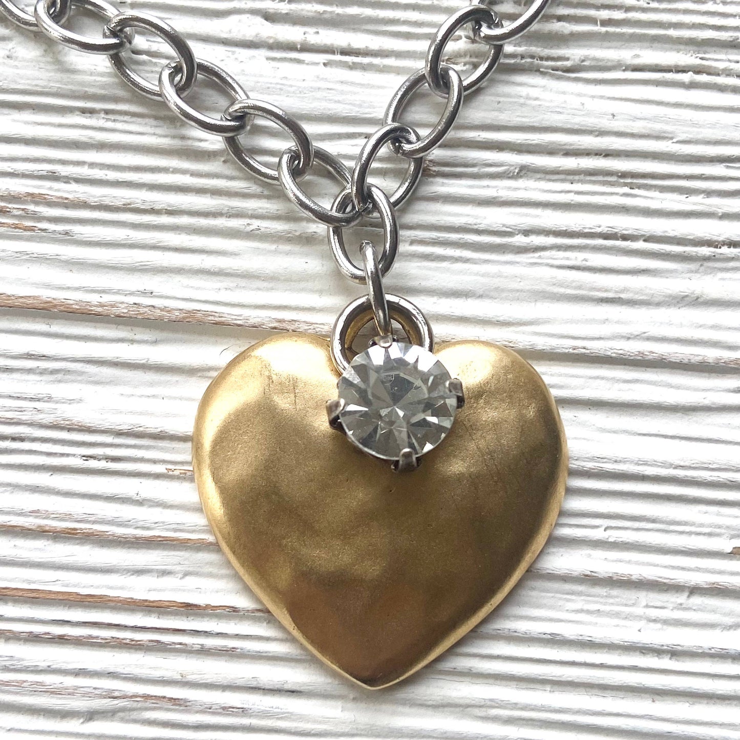 Hammered heart mixed metal artisan handmade boutique