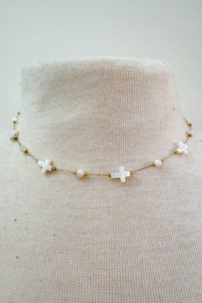 Laura Necklace- White Cross