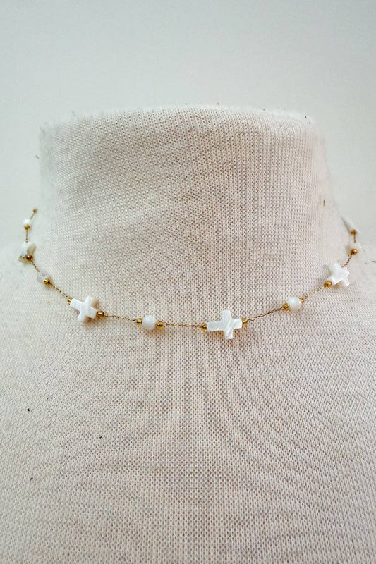 Laura Necklace- White Cross
