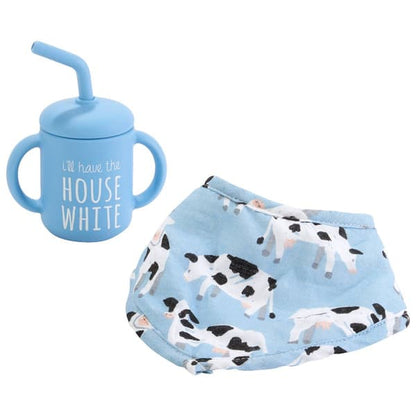 Farm Silicone Cup & Bib Set - Blue