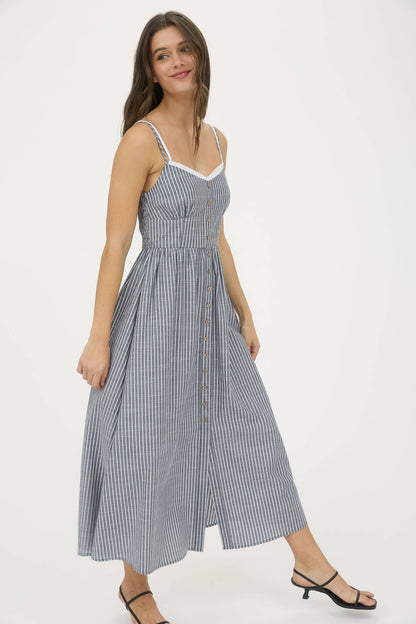 Striped Button Down Midi Dress