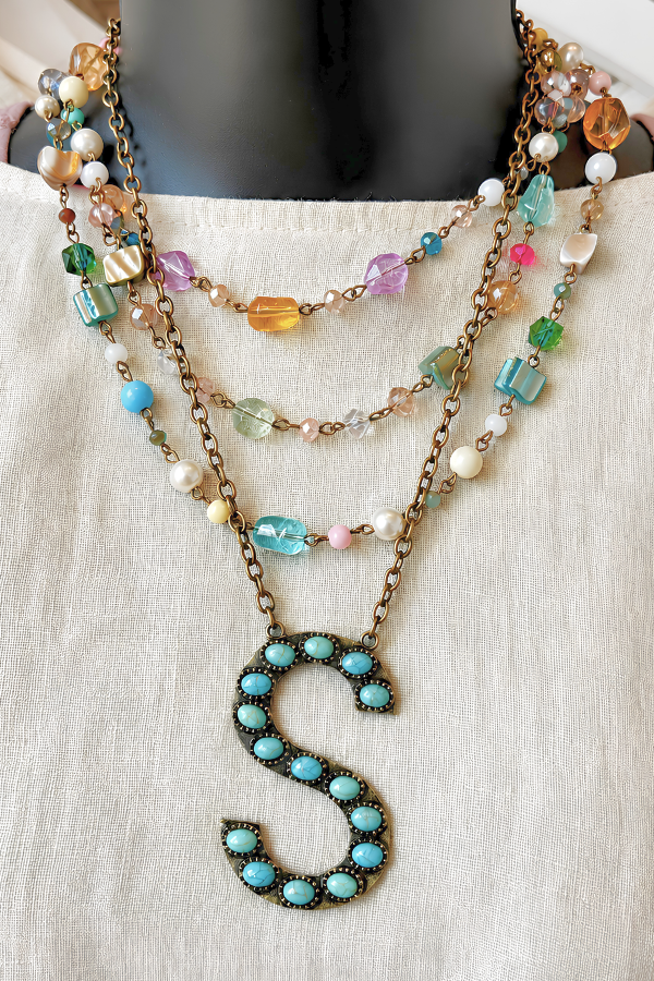Blaze Initial Necklace- Bronze