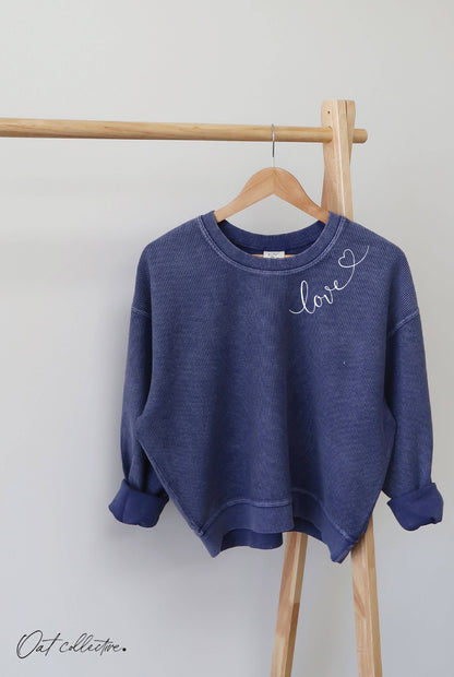 LOVE HEART NECKLINE Cropped Thermal Vintage Pullover