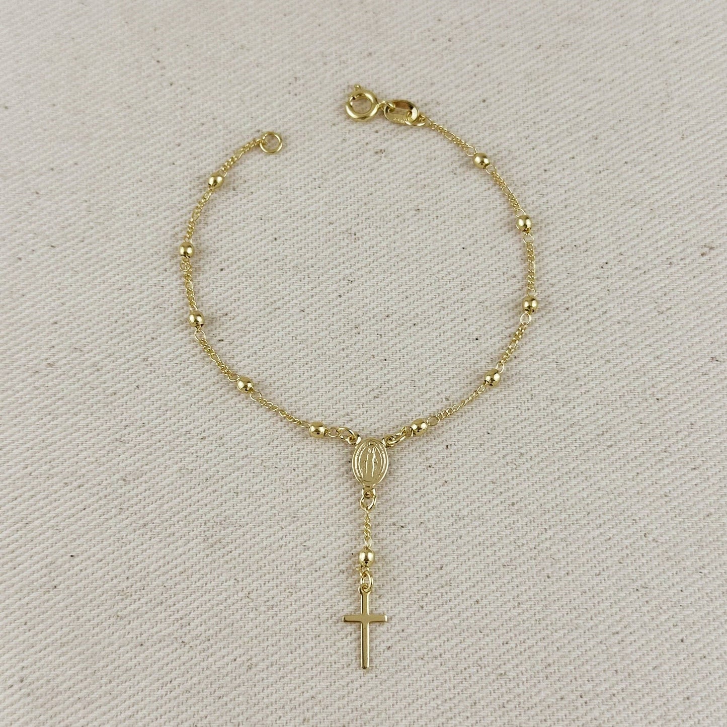 18k Gold Filled Figaro Rosary Bracelet