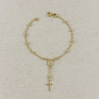 18k Gold Filled Figaro Rosary Bracelet