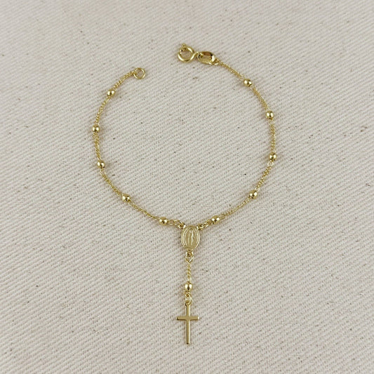 18k Gold Filled Figaro Rosary Bracelet