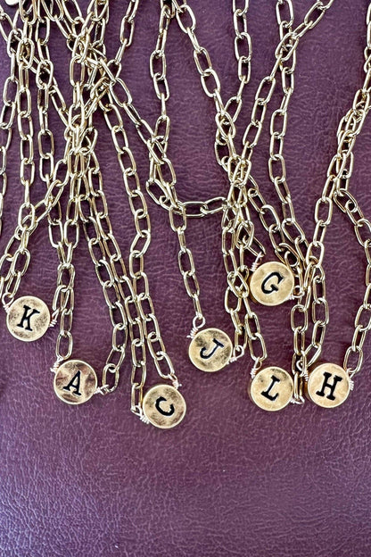 Circle Initial Pendant Necklace Gold
