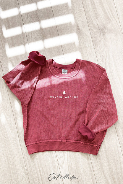 ROCKIN' AROUND Cropped Thermal Vintage Pullover