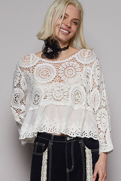 Floral Eyelet Crochet Top