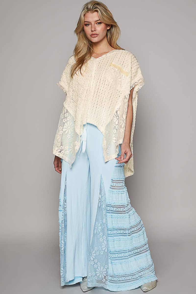 Oversized Lace Woven Top - Cream