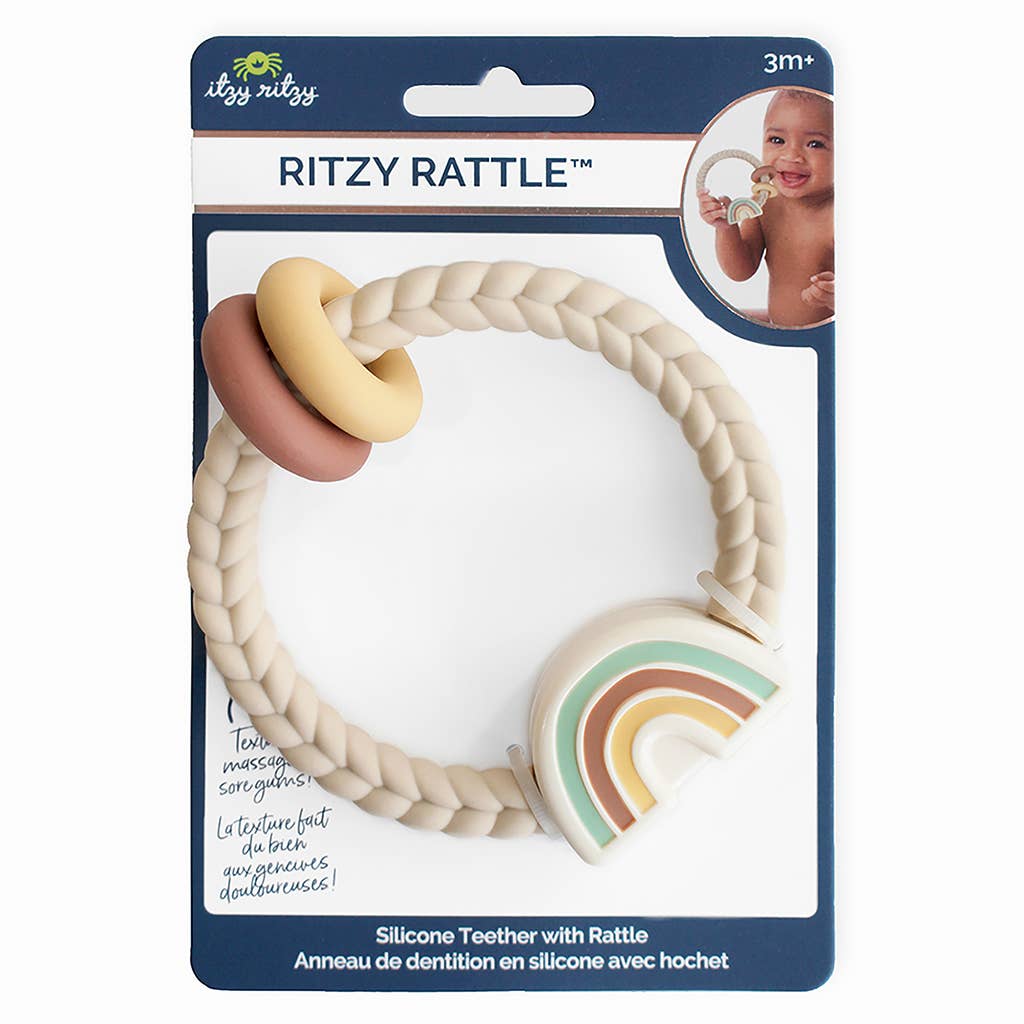 Ritzy Silicone Teether Rattles - Neutral Rainbow