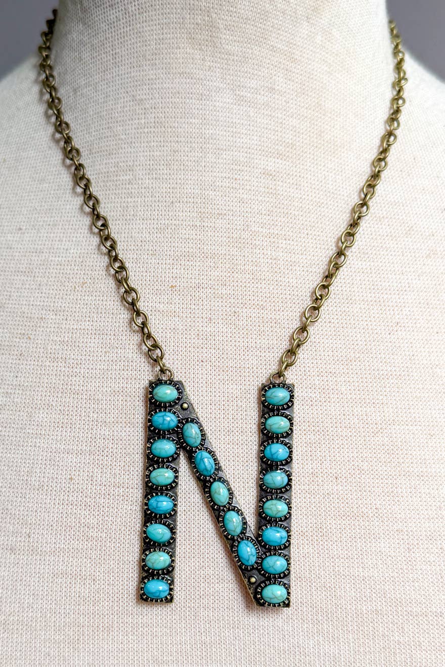 Blaze Initial Necklace- Bronze