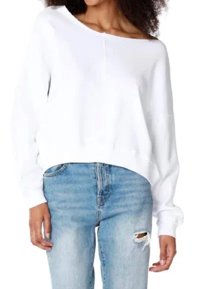 Rib Mix Boatneck Sweatshirt - White