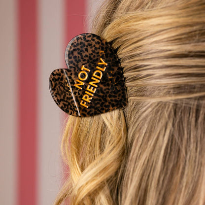 Not Friendly - Heart - Acetate Hair Claw Clip