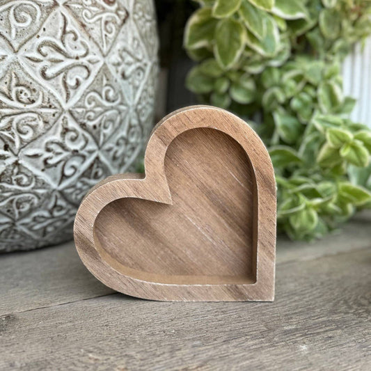 Wood Wash Heart Tray