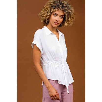 Button Up Shirt With Self Belt