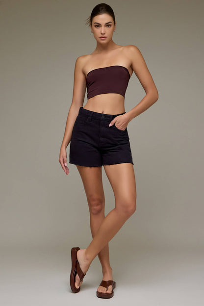 Black Side Slit Mom Shorts