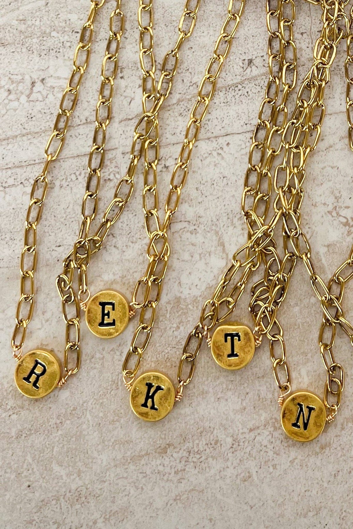 Circle Initial Pendant Necklace Gold