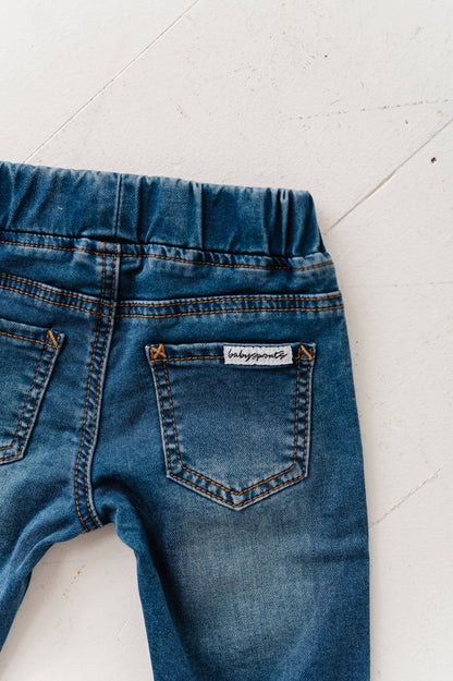 Distressed Denim Jeans - Mid-Blue