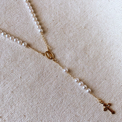 Our Lady of Graces Pearl Rosary Necklace