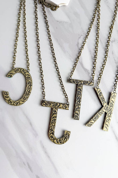 Blaze Initial Necklace- Bronze