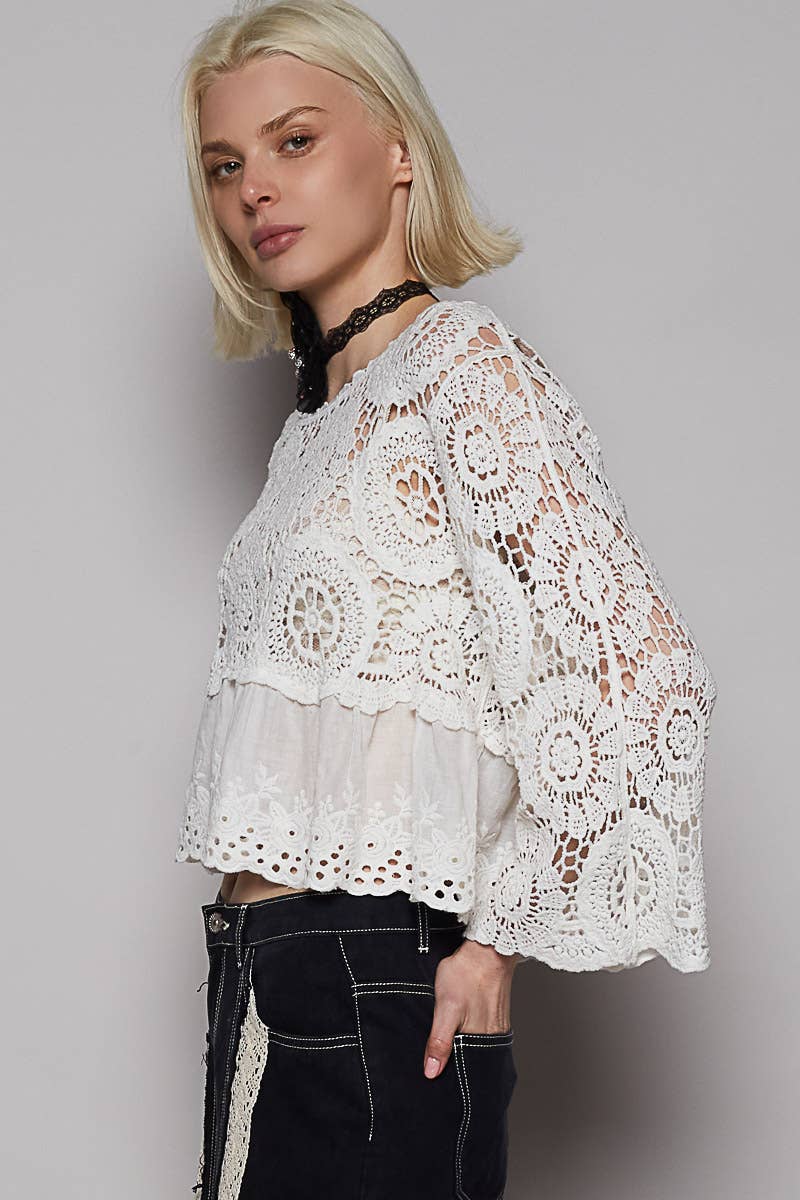 Floral Eyelet Crochet Top