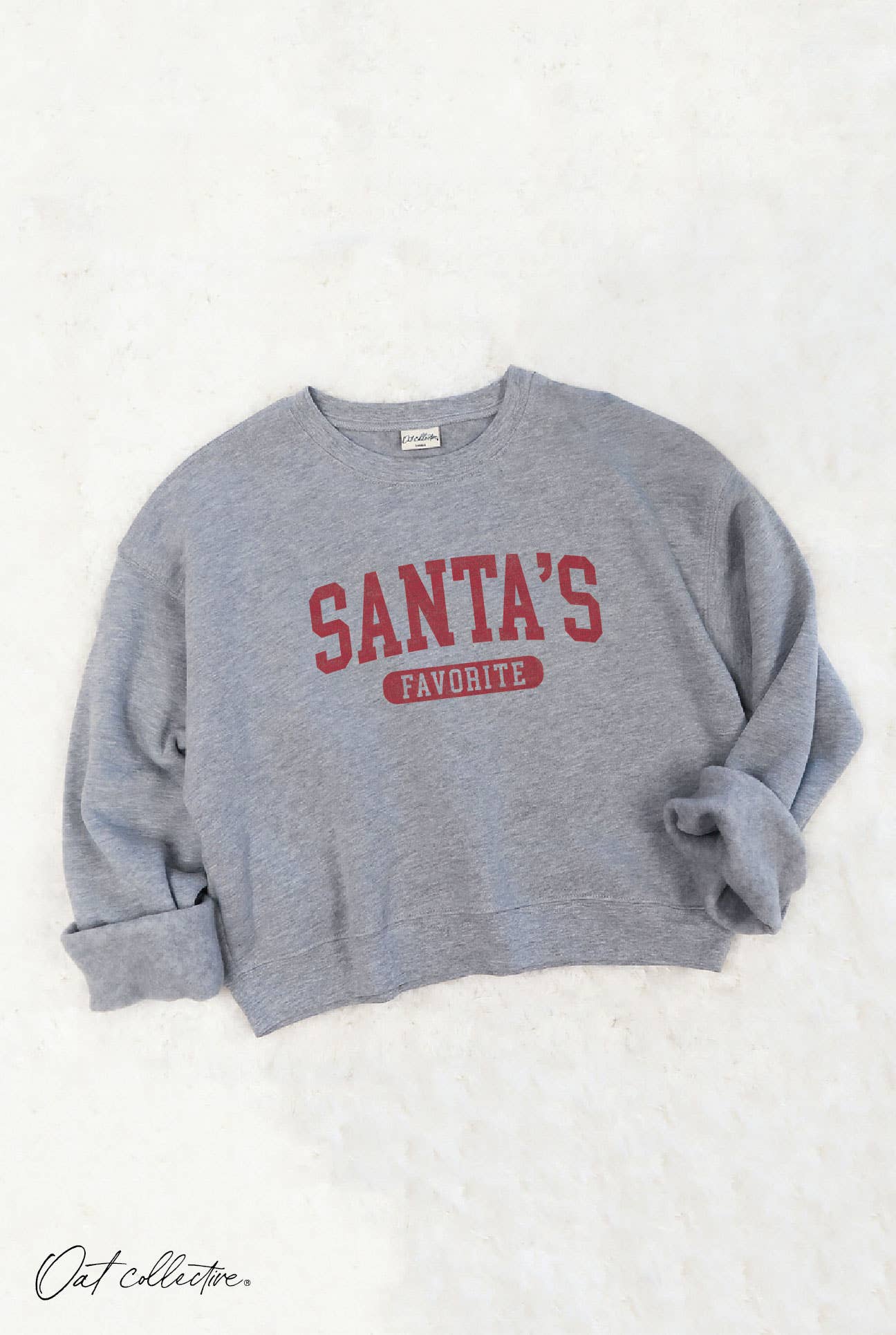 SANTA'S FAVORITE Mid Cropped Graphic Sweatshirt