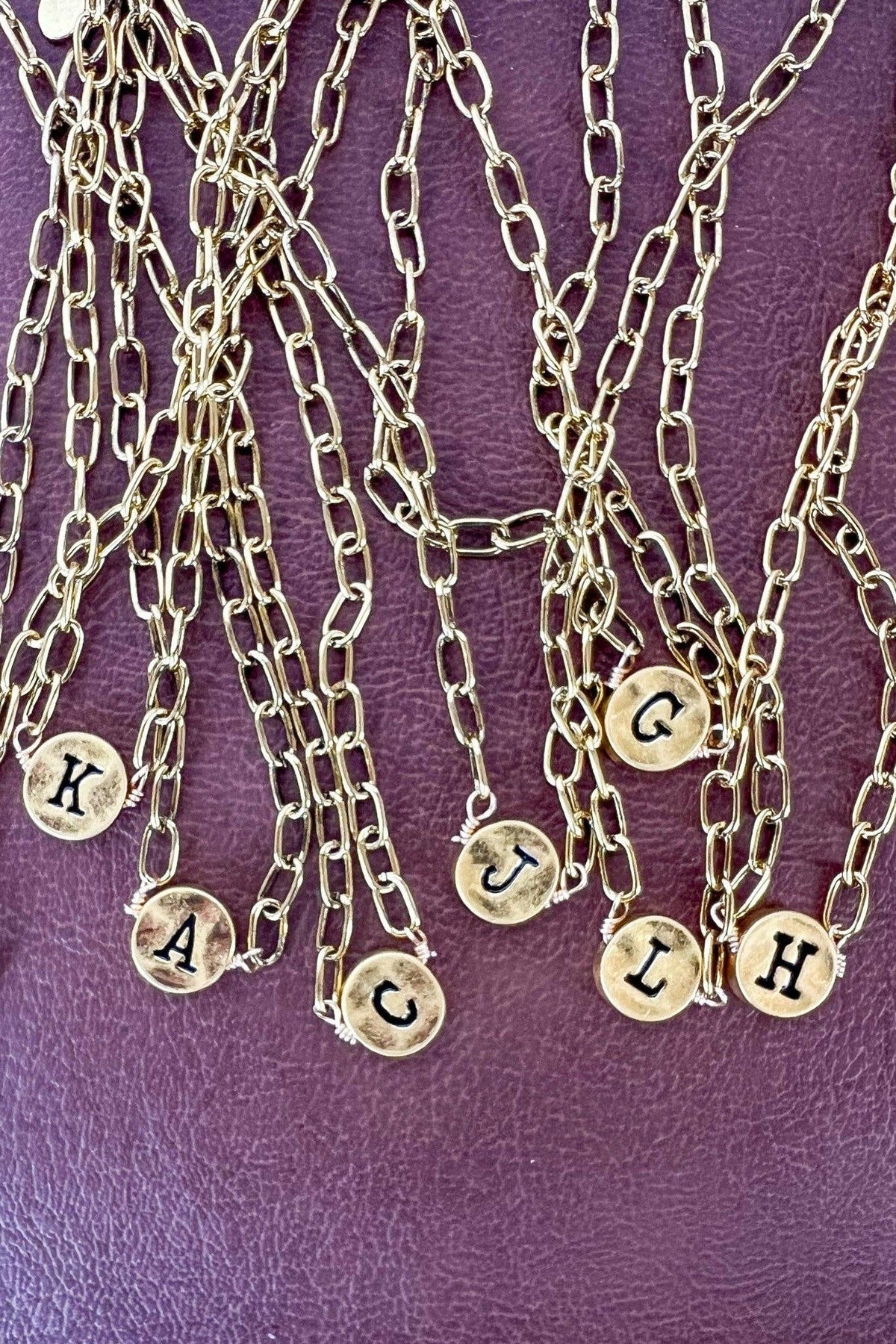 Circle Initial Pendant Necklace Gold