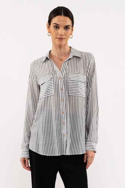 Striped Collared Button Down