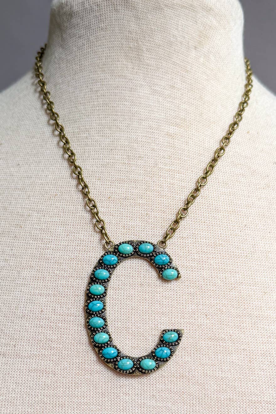 Blaze Initial Necklace- Bronze