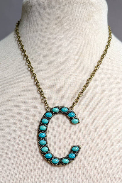 Blaze Initial Necklace- Bronze