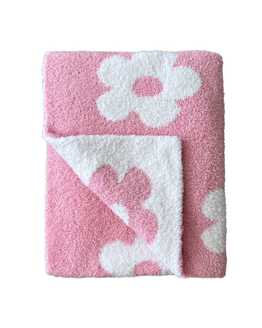 Daisy Fuzzy Blanket - Pink