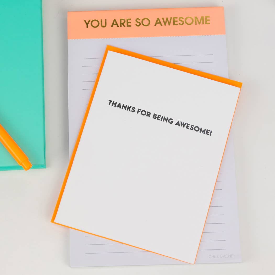 Thanks For Being Awesome - Thank You Letterpress Card