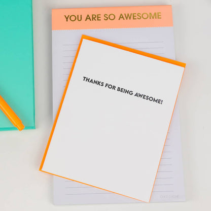 Thanks For Being Awesome - Thank You Letterpress Card