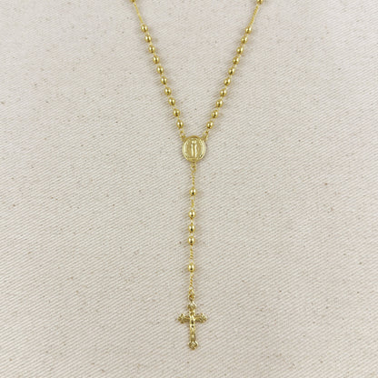 18k Gold Filled 3.3mm Rosary Necklace