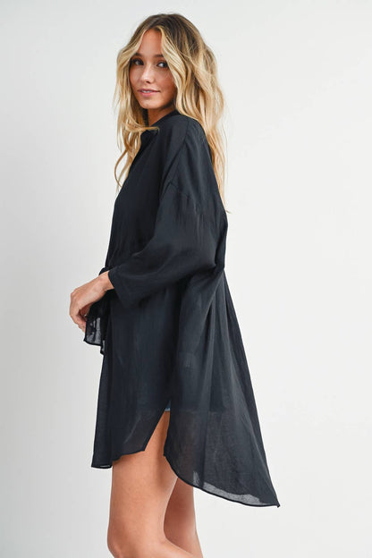 Tie-Front Dolphin Hem Tunic