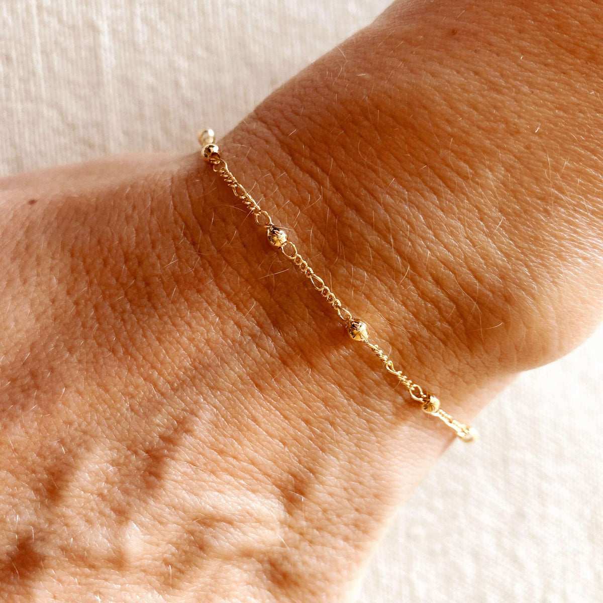 18k gold filled beaded bracelet with cross charm view 4
