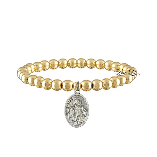 Saint Anne Prayer For Mothers Gold Bracelet