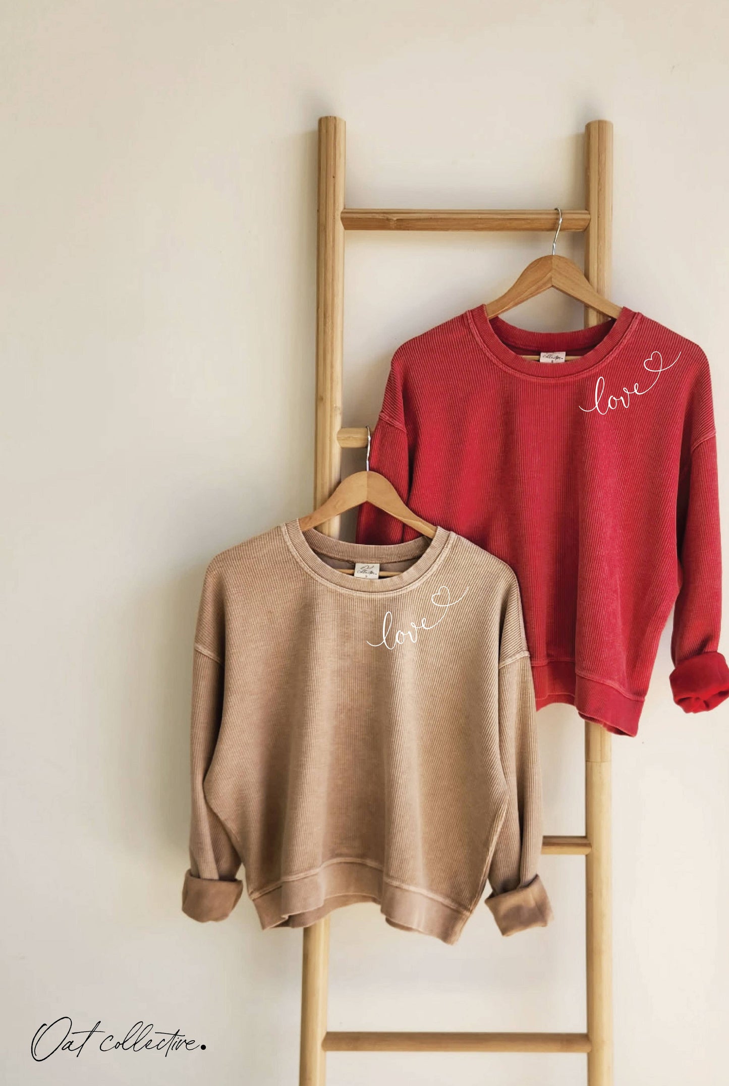 LOVE HEART NECKLINE Cropped Thermal Vintage Pullover