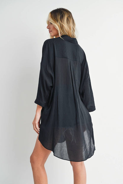 Tie-Front Dolphin Hem Tunic