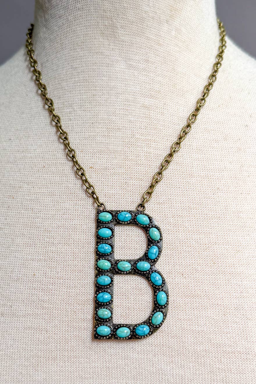 Blaze Initial Necklace- Bronze