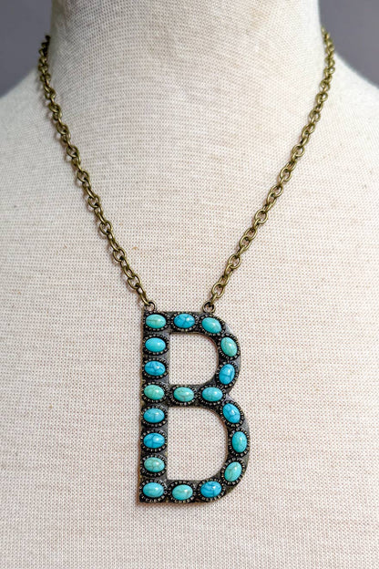 Blaze Initial Necklace- Bronze