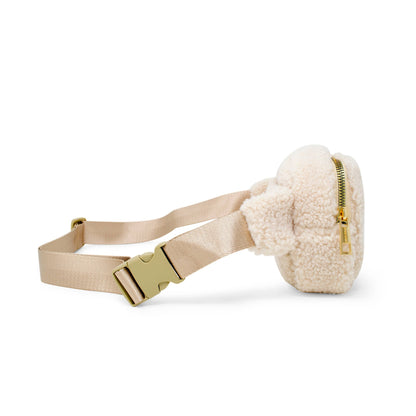 Fuzzy Beige Belt Bag