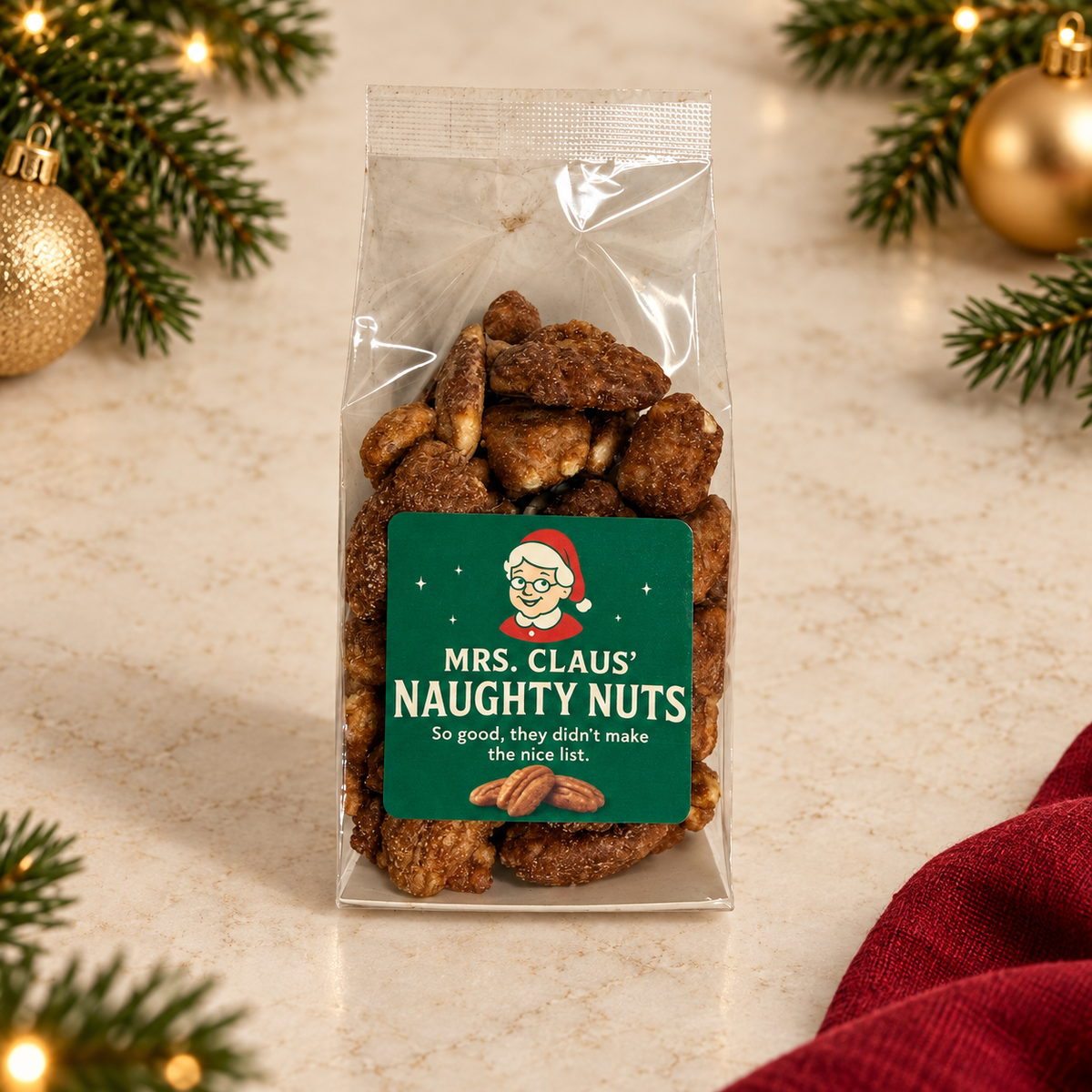 Mrs. Claus' Naughty Nuts praline pecans