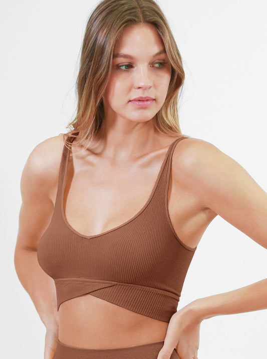 Ribbed Crossover Bra Top