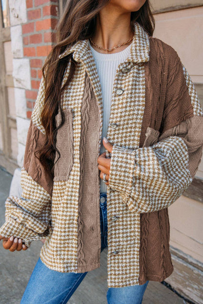 Houndstooth Patchwork Shacket