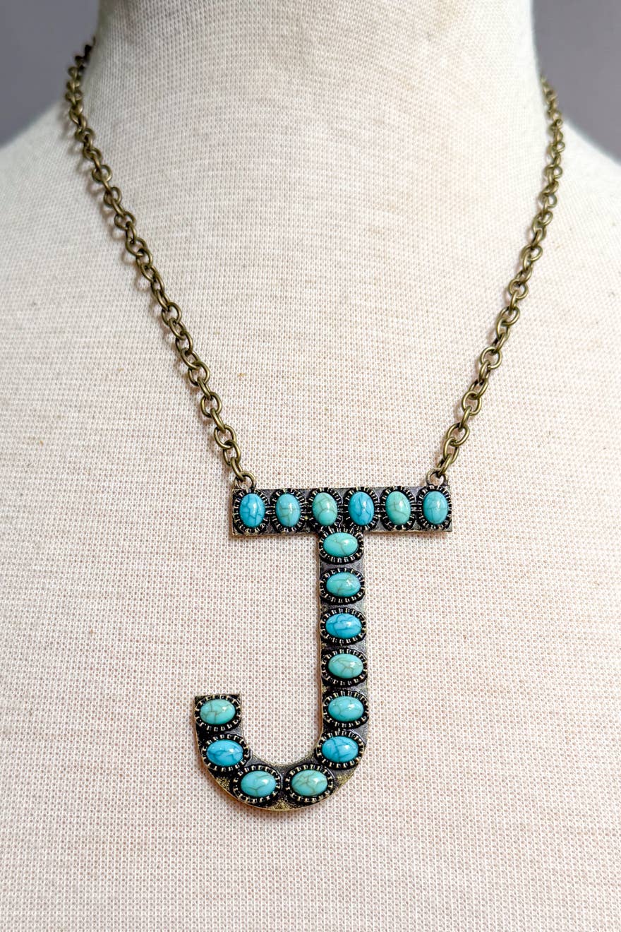 Blaze Initial Necklace- Bronze