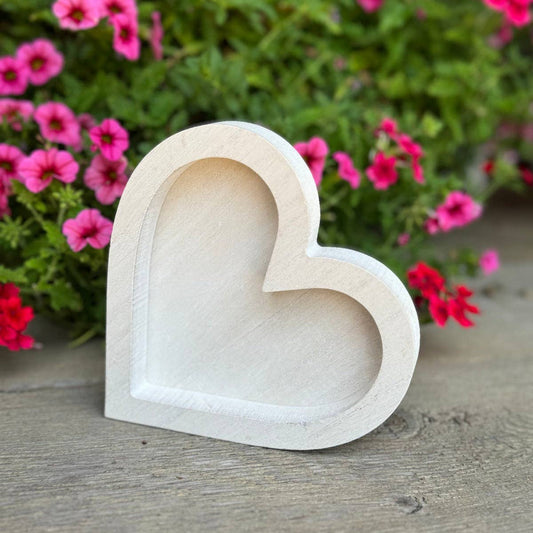 White Wash Heart Tray